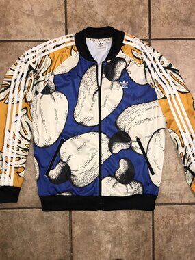 Women's Adidas Farm Rio Superstar Track Jacket-Size M (DH3053) Cashew Fruit/Leaf